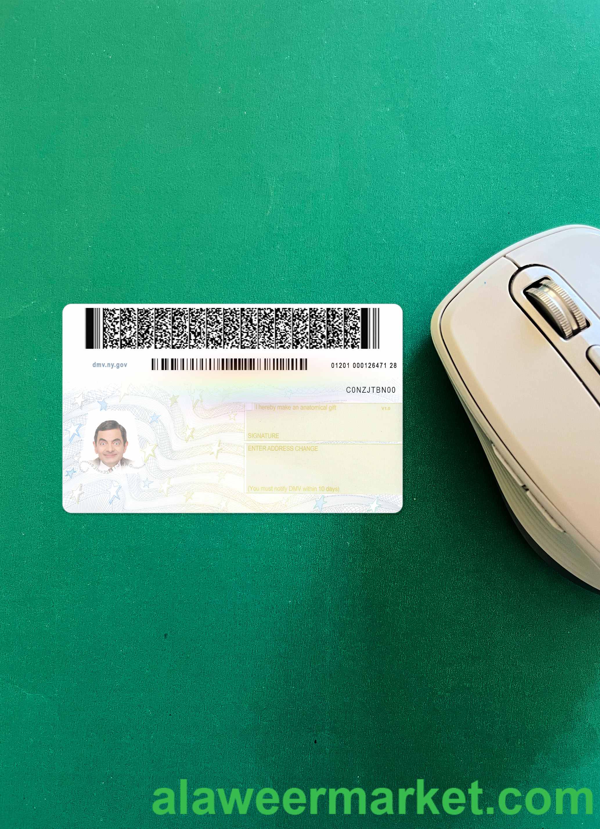New York driving license version 2 photolook back